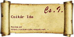 Csikár Ida névjegykártya